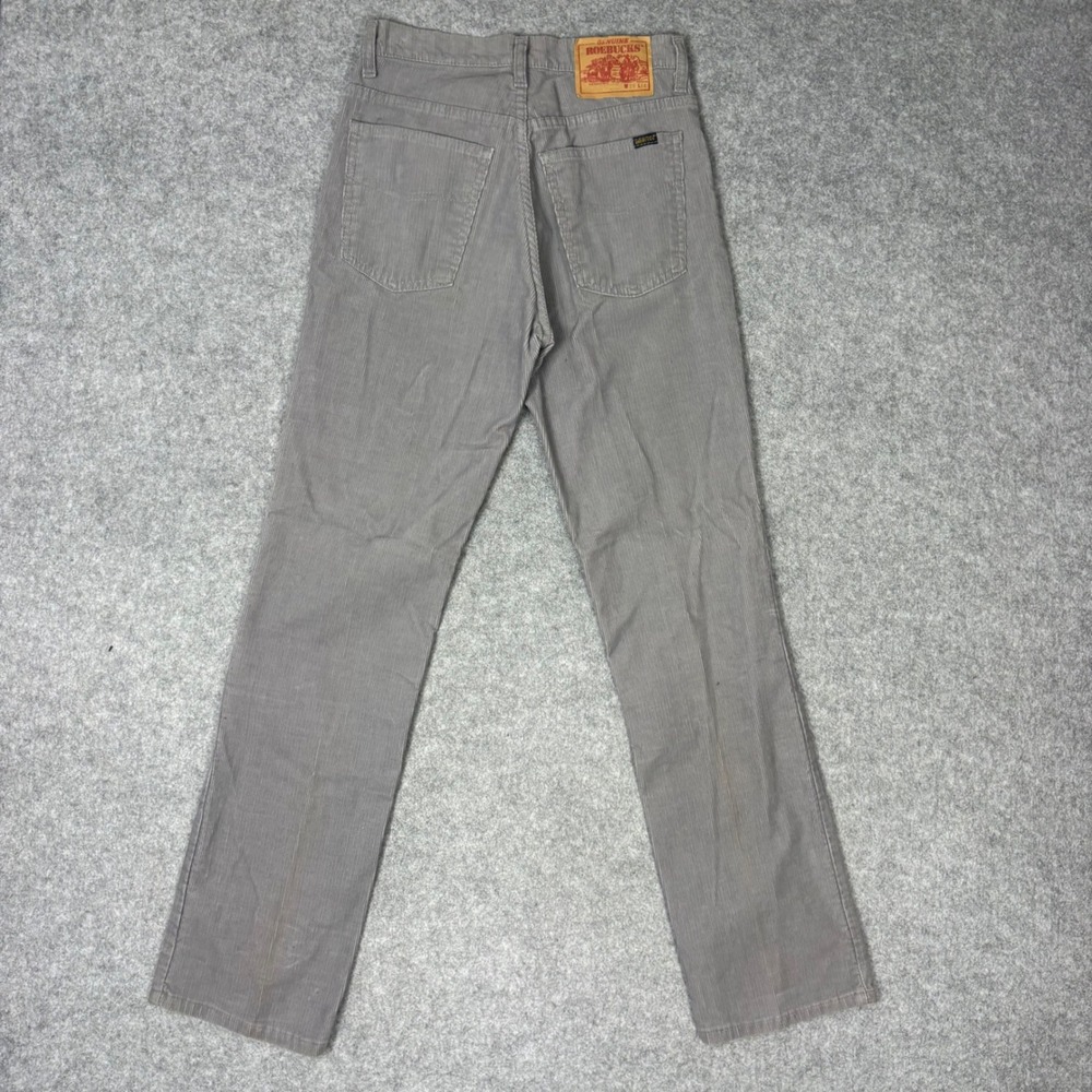 Vintage Roebucks Mens Gray Corduroy Straight Leg Pants 29x34‎ Workwear USA Made